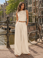 Tovelia - Dames Tweedelige Set Met Open Rug Top En Wijde Broek