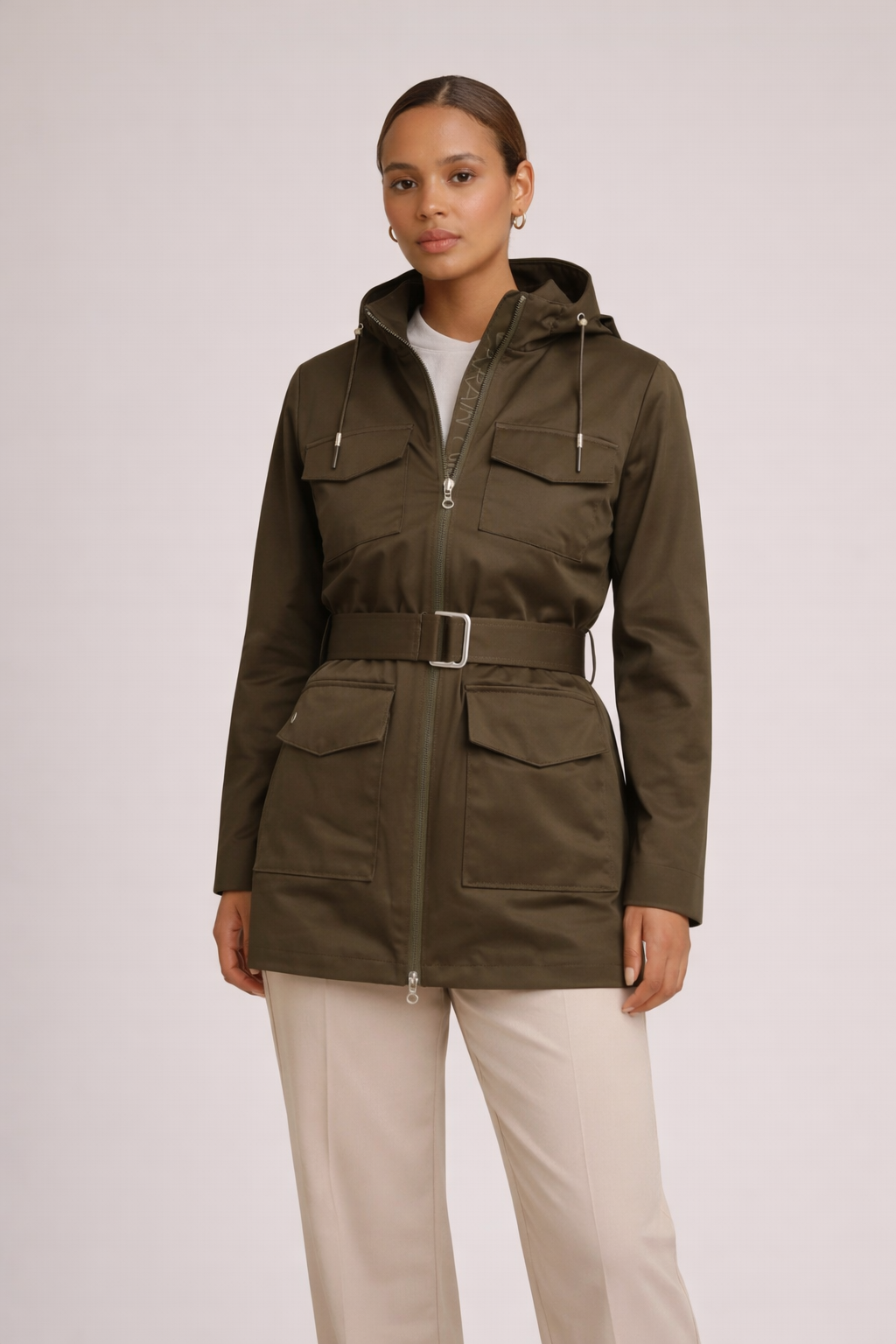 Elin Dames Parka – Halflange Parka Met Klepzakken