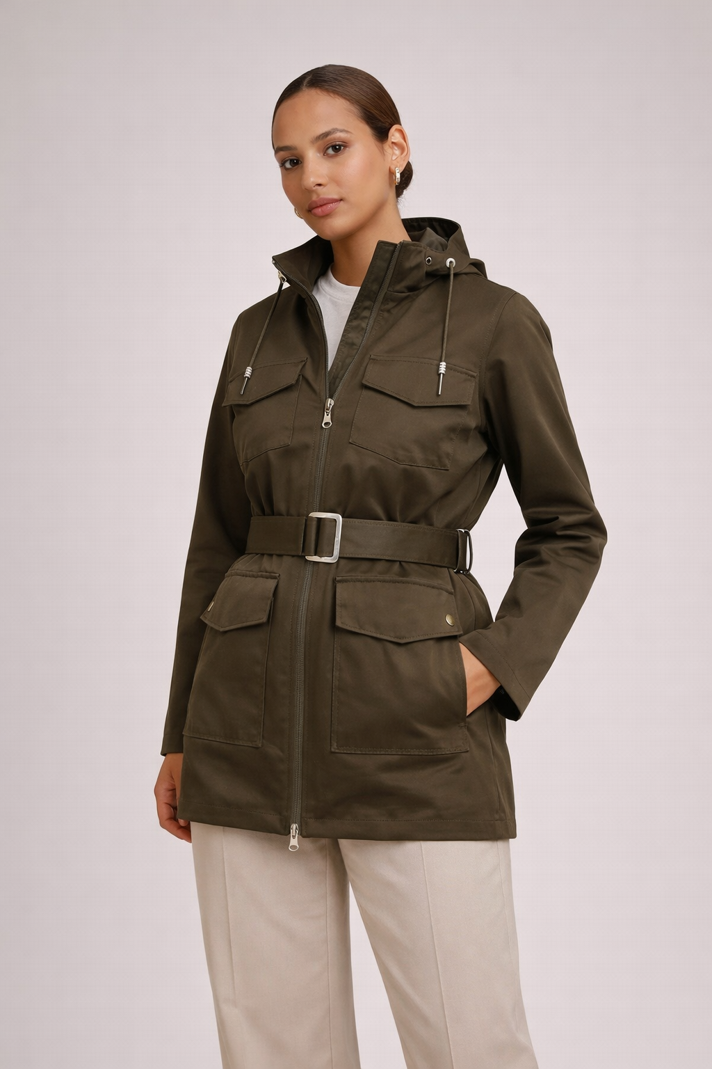 Elin Dames Parka – Halflange Parka Met Klepzakken