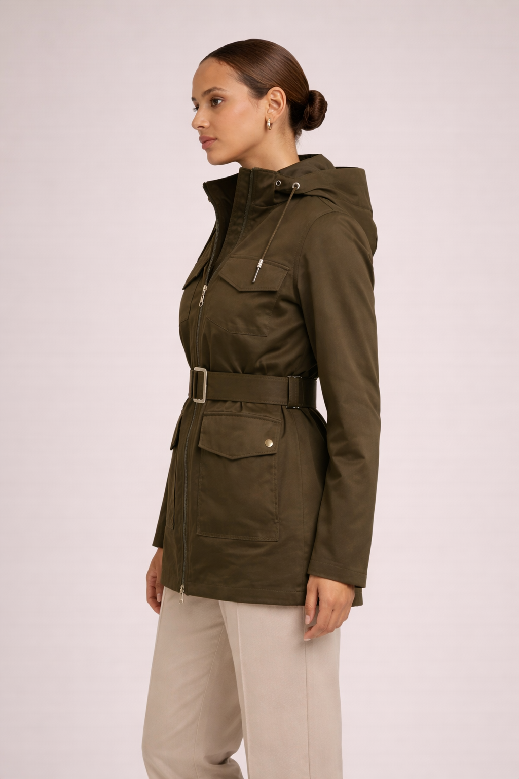 Elin Dames Parka – Halflange Parka Met Klepzakken