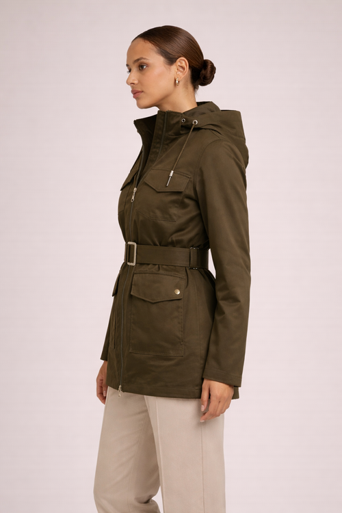 Elin Dames Parka – Halflange Parka Met Klepzakken