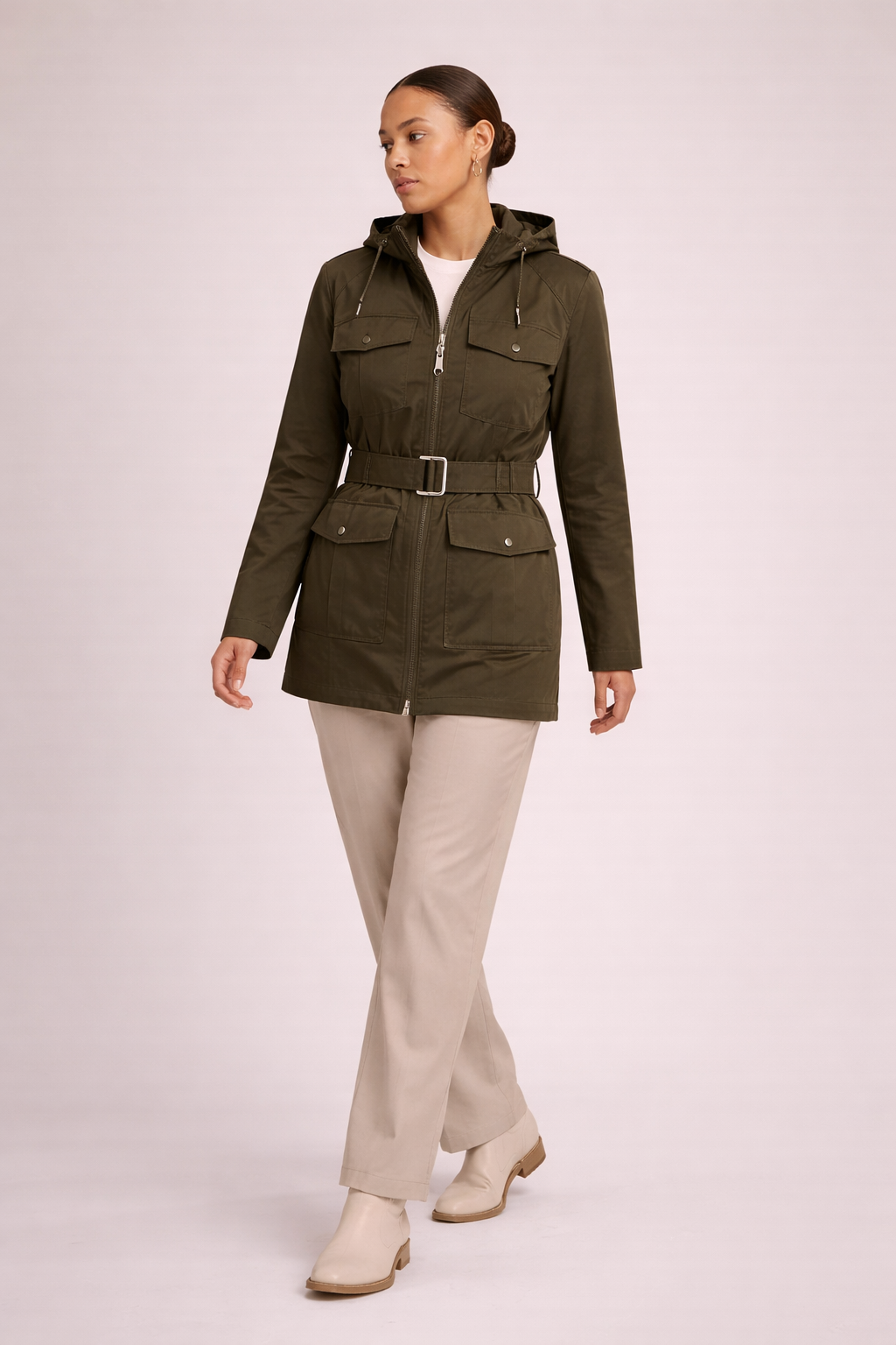 Elin Dames Parka – Halflange Parka Met Klepzakken