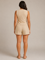 Udelia - Dames Tweedelige Set Met Broderie En Knoopsluiting