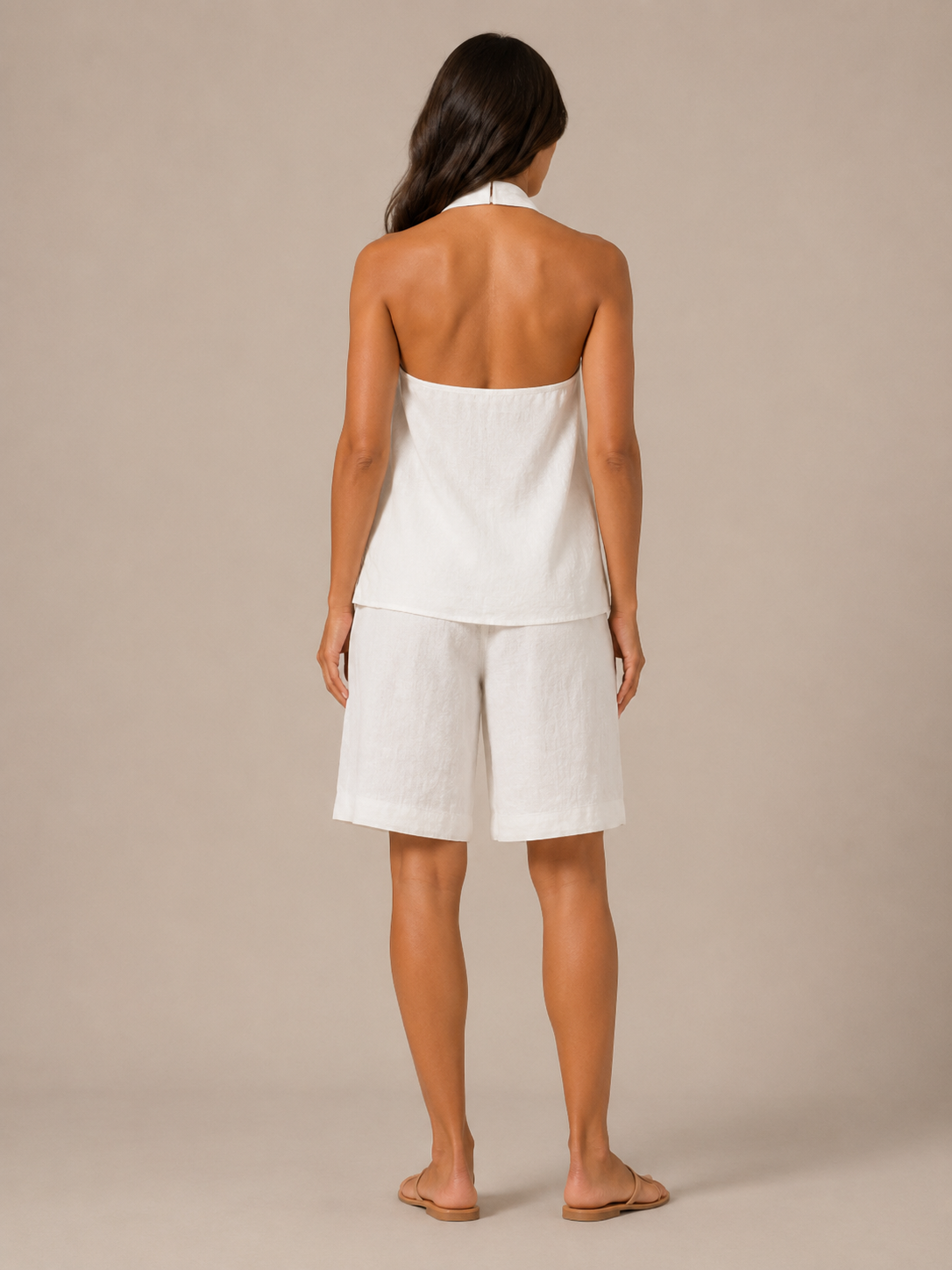 Ulyra - Dames Tweedelige Set Met Haltertop En Bermudashort