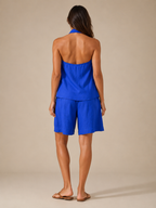 Ulyra - Dames Tweedelige Set Met Haltertop En Bermudashort