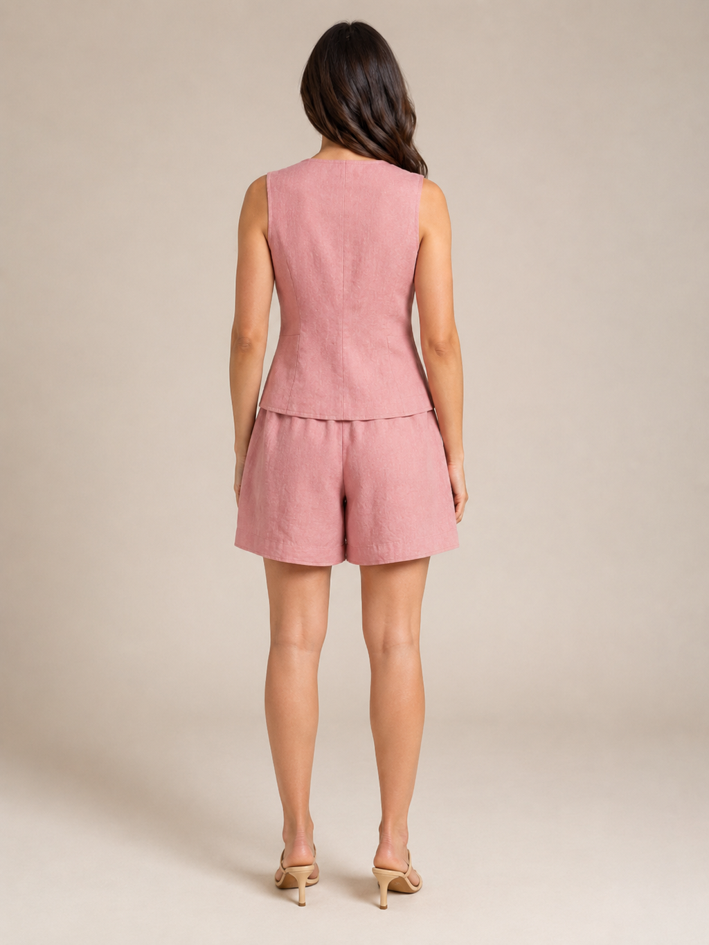 Ushara - Dames Tweedelige Set Met Getailleerd Vest En Plooi-Short