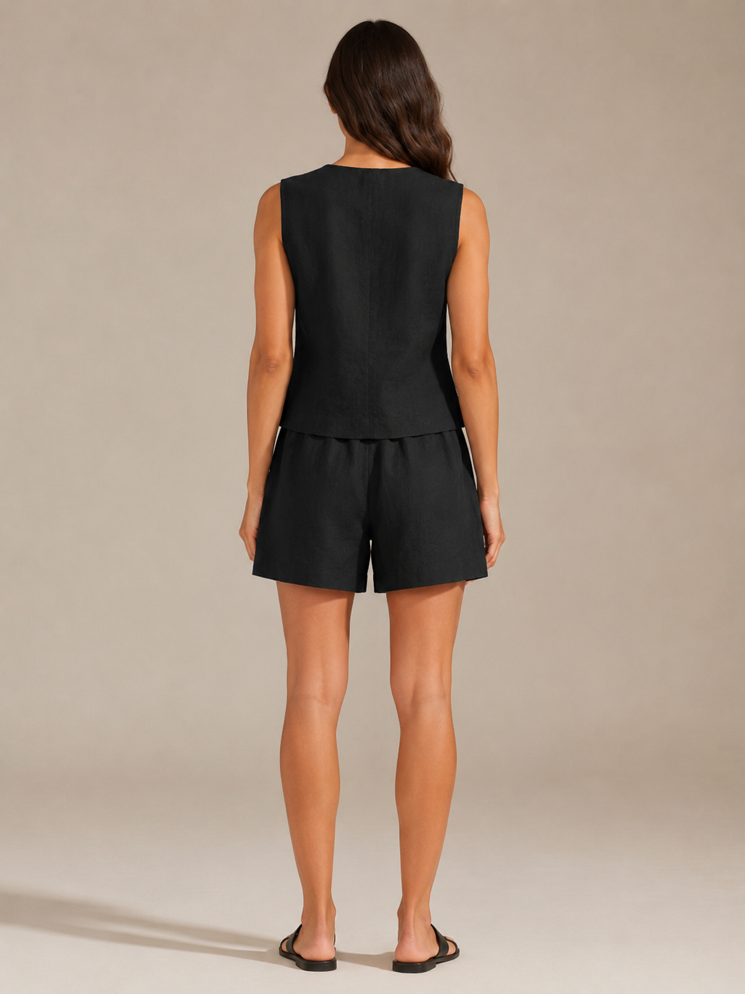 Ushara - Dames Tweedelige Set Met Getailleerd Vest En Plooi-Short