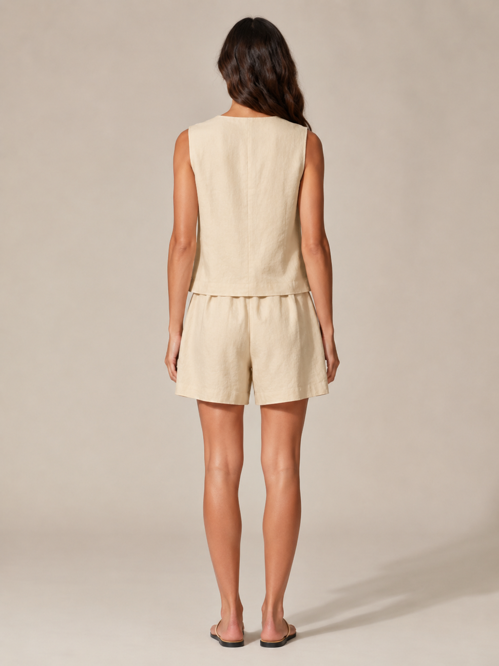 Ushara - Dames Tweedelige Set Met Getailleerd Vest En Plooi-Short