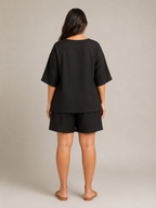 Umina - Dames Tweedelige Set Met Driekwartmouwen En High-Waist Short