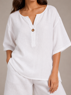 Umina - Dames Tweedelige Set Met Driekwartmouwen En High-Waist Short
