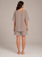 Umina - Dames Tweedelige Set Met Driekwartmouwen En High-Waist Short