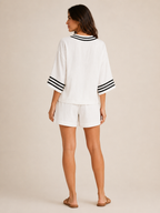 Urselle - Dames Tweedelige Set Met V-Hals En Contrasterende Bies