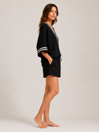 Urselle - Dames Tweedelige Set Met V-Hals En Contrasterende Bies