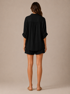 Unaia - Dames Tweedelige Set Met Knoopblouse En Wijde Short
