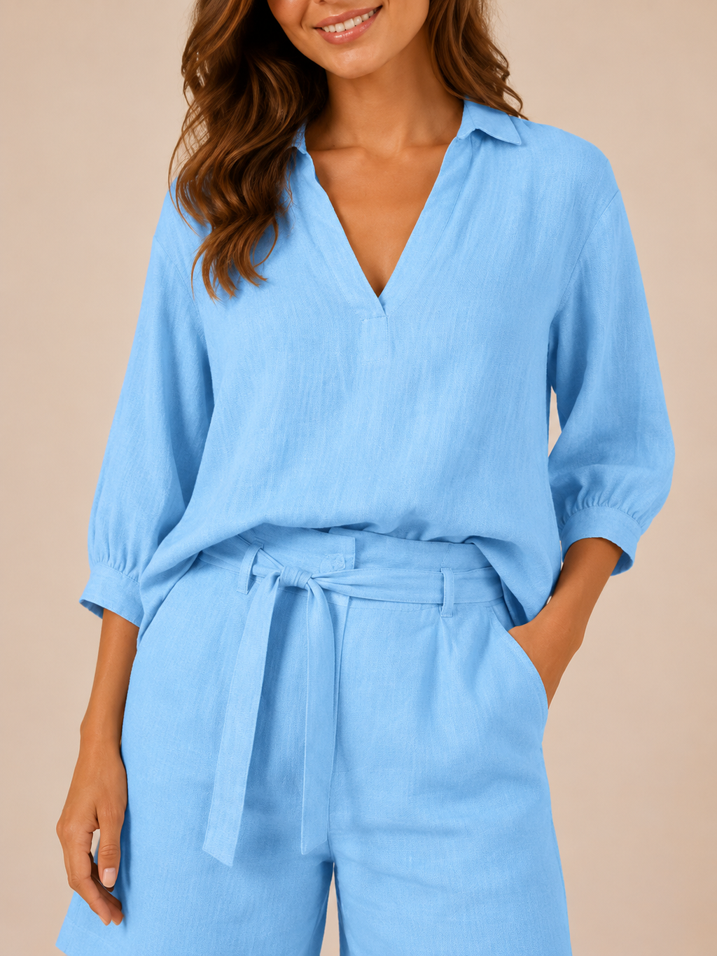 Ustina - Dames Tweedelige Set Met Ceintuur En Bermudashort