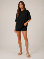 Uxia - Dames Tweedelige Set Met V-Halstop En Wijde Short