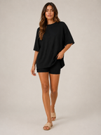 Uxia - Dames Tweedelige Set Met V-Halstop En Wijde Short