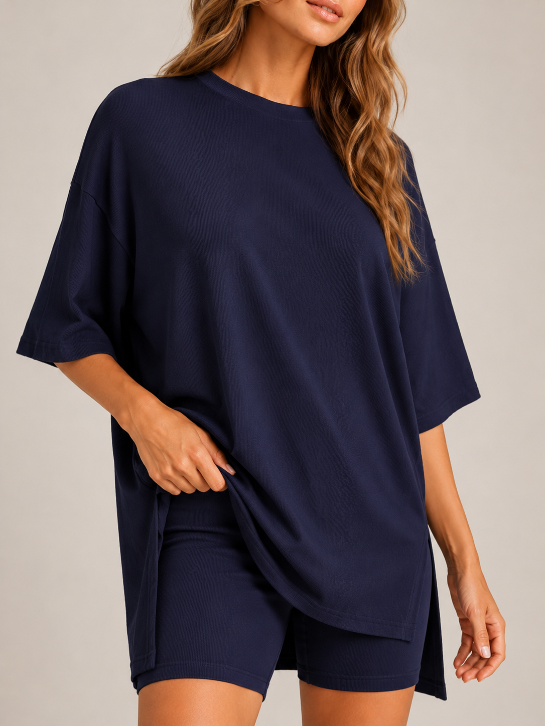 Uxia - Dames Tweedelige Set Met V-Halstop En Wijde Short