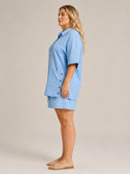 Undine - Dames Tweedelige Set Met Knoopdetails En Wijde Short