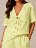 Urbella - Dames Tweedelige Set Met Striksluiting En Wijde Short