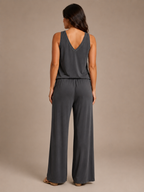 Usola - Dames Tweedelige Set Met V-Halstop En Wijde Broek