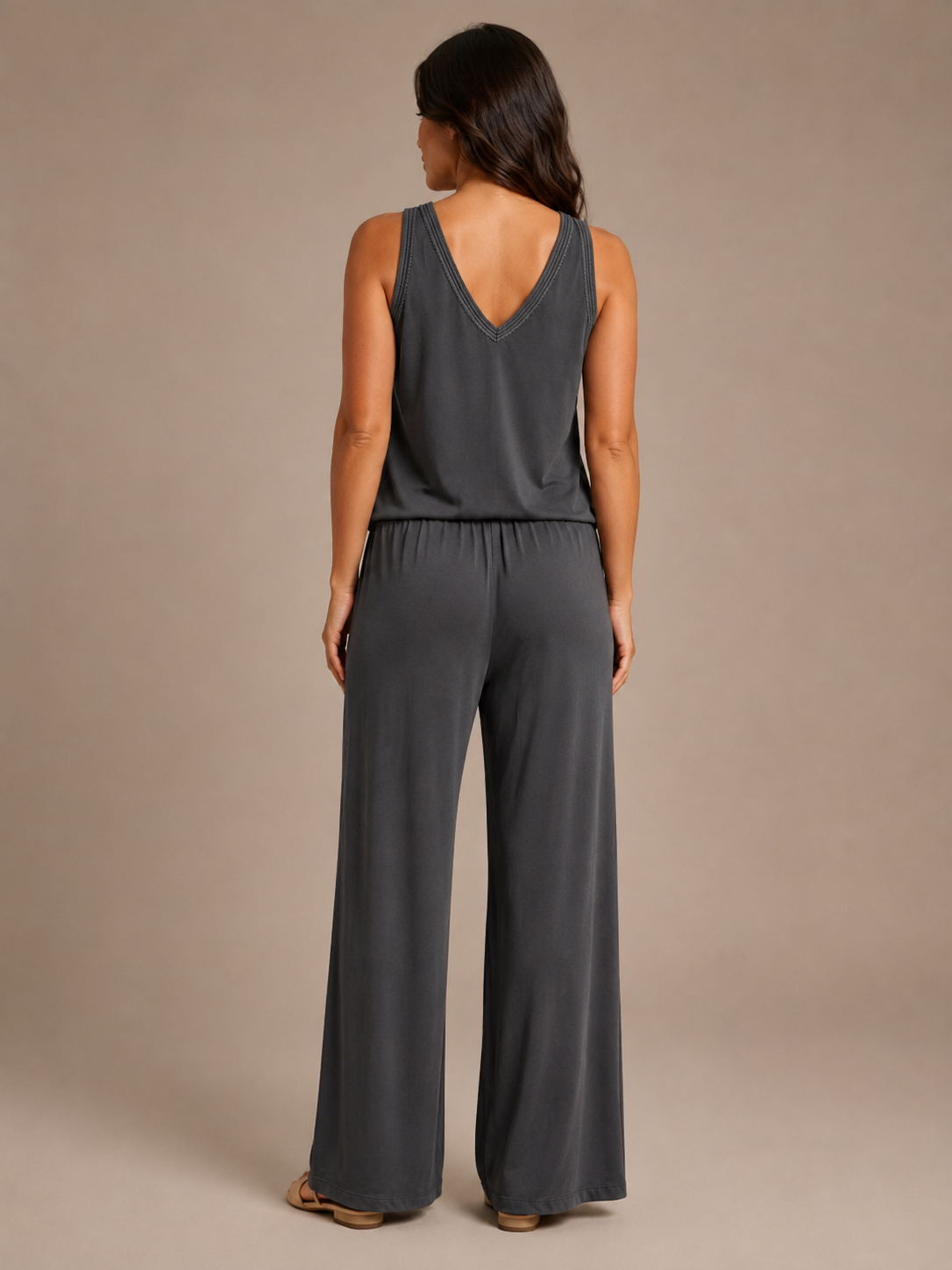 Usola - Dames Tweedelige Set Met V-Halstop En Wijde Broek