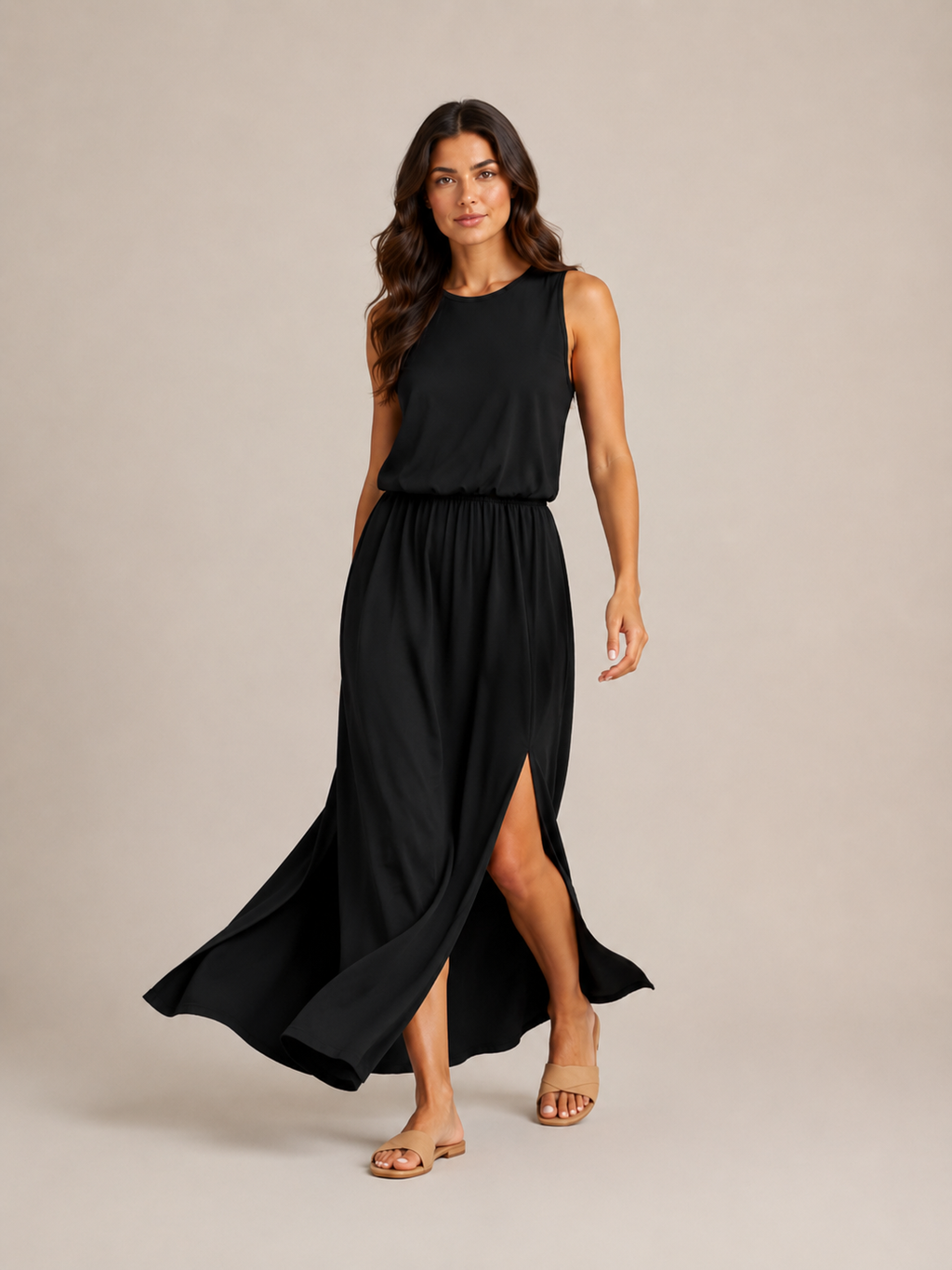 Uleora - Dames Maxi Jurk Met Zijsplitten En Steekzakken