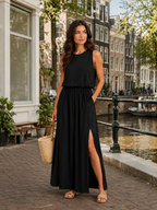 Uleora - Dames Maxi Jurk Met Zijsplitten En Steekzakken