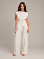 Urenda - Dames Tweedelige Set Met Gedrapeerde Top En Wijde Broek