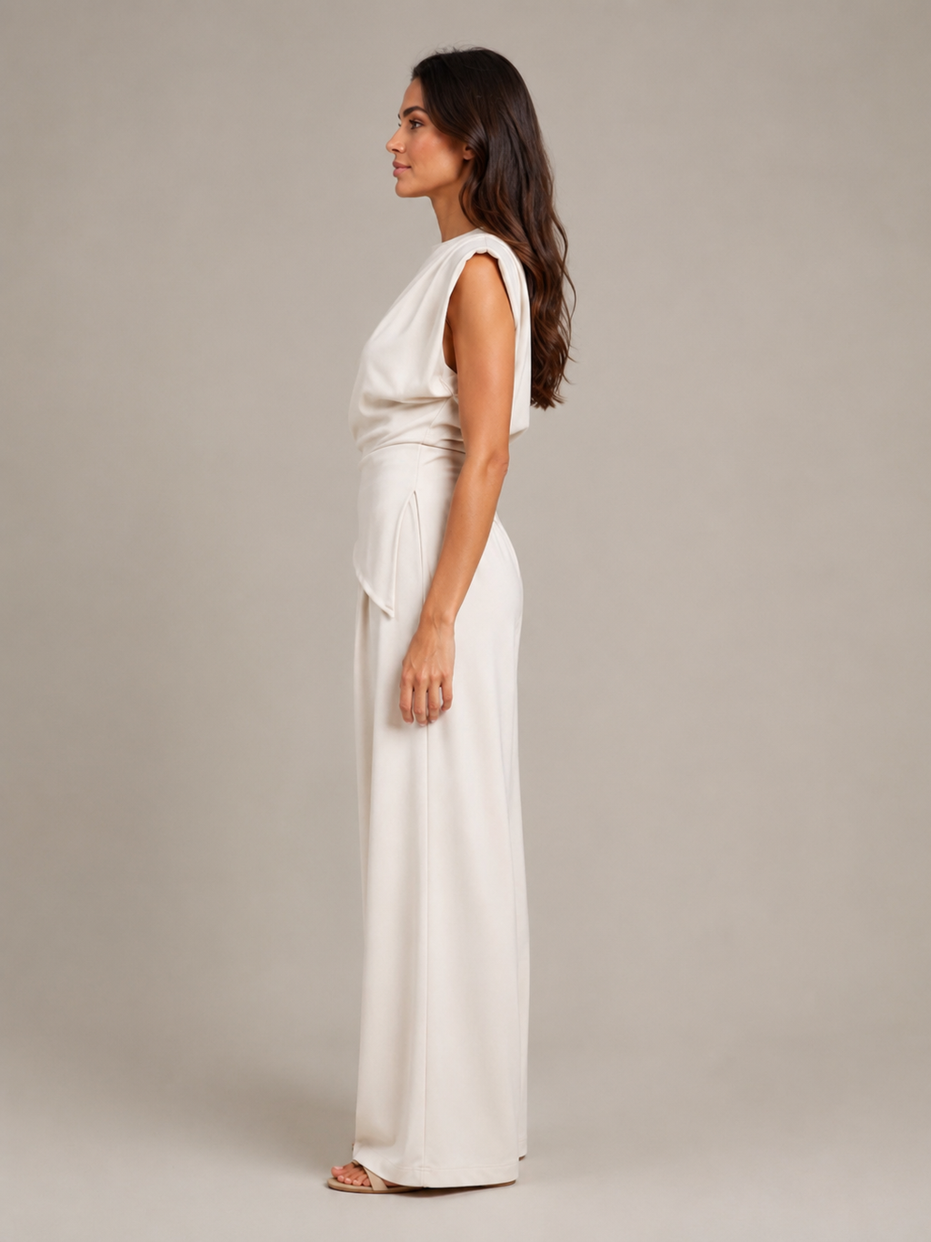 Urenda - Dames Tweedelige Set Met Gedrapeerde Top En Wijde Broek