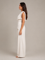 Urenda - Dames Tweedelige Set Met Gedrapeerde Top En Wijde Broek