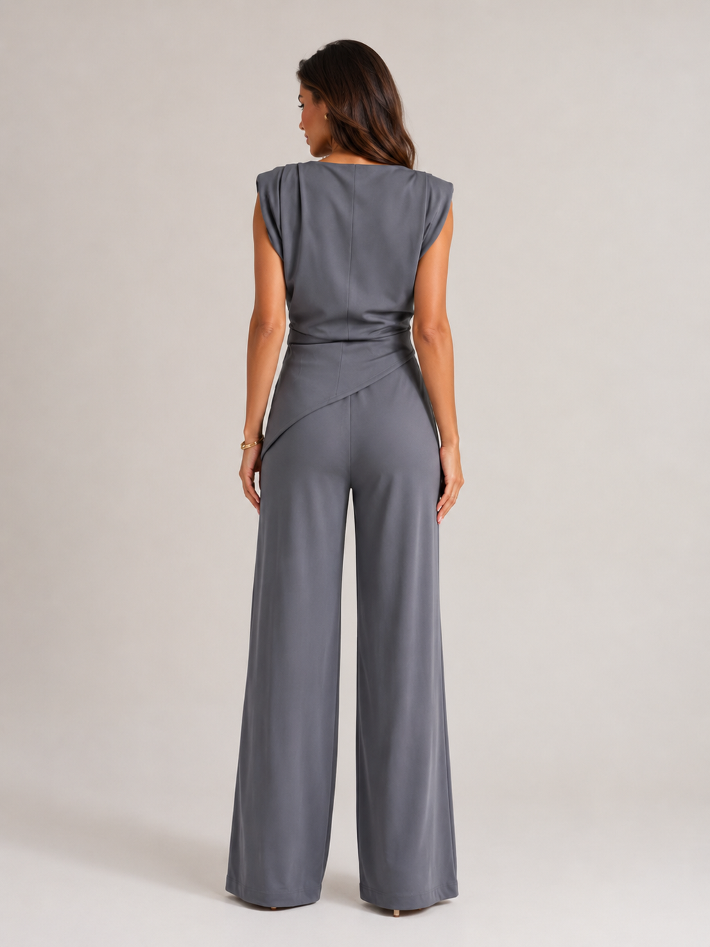 Urenda - Dames Tweedelige Set Met Gedrapeerde Top En Wijde Broek