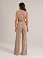 Urenda - Dames Tweedelige Set Met Gedrapeerde Top En Wijde Broek