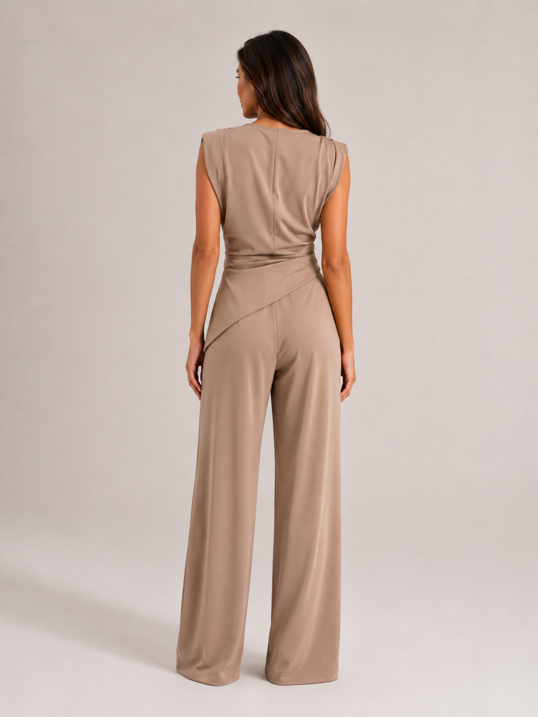 Urenda - Dames Tweedelige Set Met Gedrapeerde Top En Wijde Broek