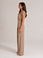 Urenda - Dames Tweedelige Set Met Gedrapeerde Top En Wijde Broek