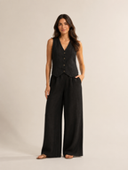 Umeira - Dames Tweedelige Set Met Knoopgilet En Wijde Broek