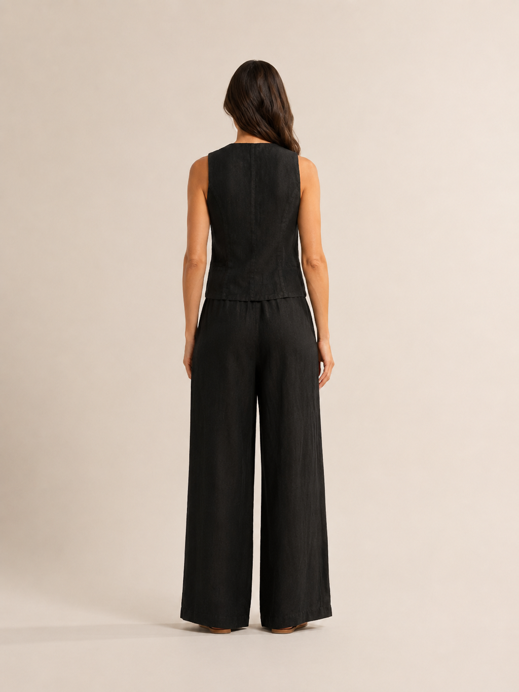 Umeira - Dames Tweedelige Set Met Knoopgilet En Wijde Broek
