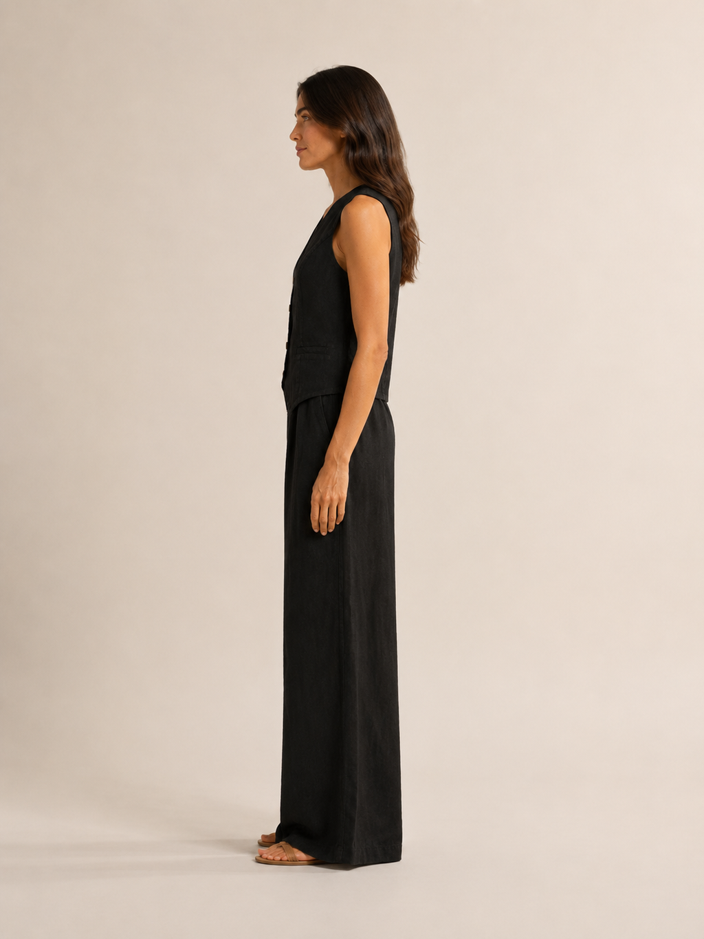 Umeira - Dames Tweedelige Set Met Knoopgilet En Wijde Broek