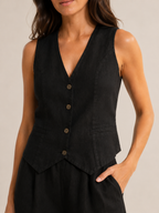 Umeira - Dames Tweedelige Set Met Knoopgilet En Wijde Broek