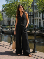 Umeira - Dames Tweedelige Set Met Knoopgilet En Wijde Broek