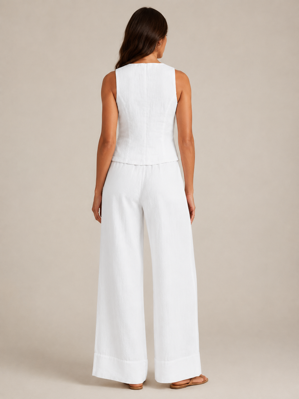 Umeira - Dames Tweedelige Set Met Knoopgilet En Wijde Broek