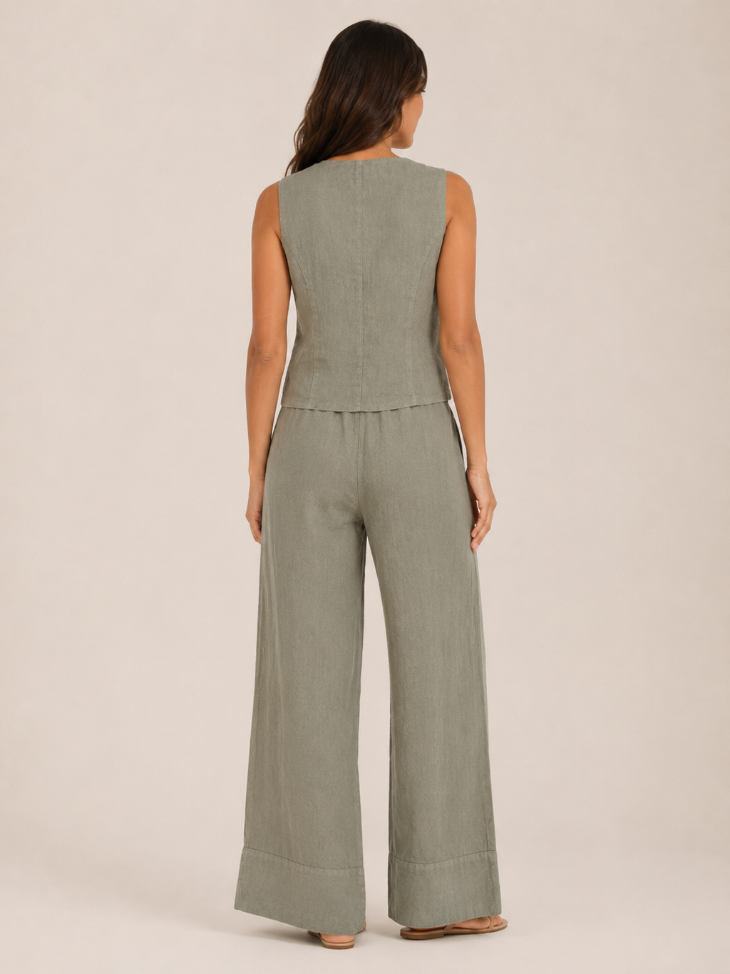 Umeira - Dames Tweedelige Set Met Knoopgilet En Wijde Broek