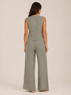 Umeira - Dames Tweedelige Set Met Knoopgilet En Wijde Broek