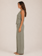 Umeira - Dames Tweedelige Set Met Knoopgilet En Wijde Broek