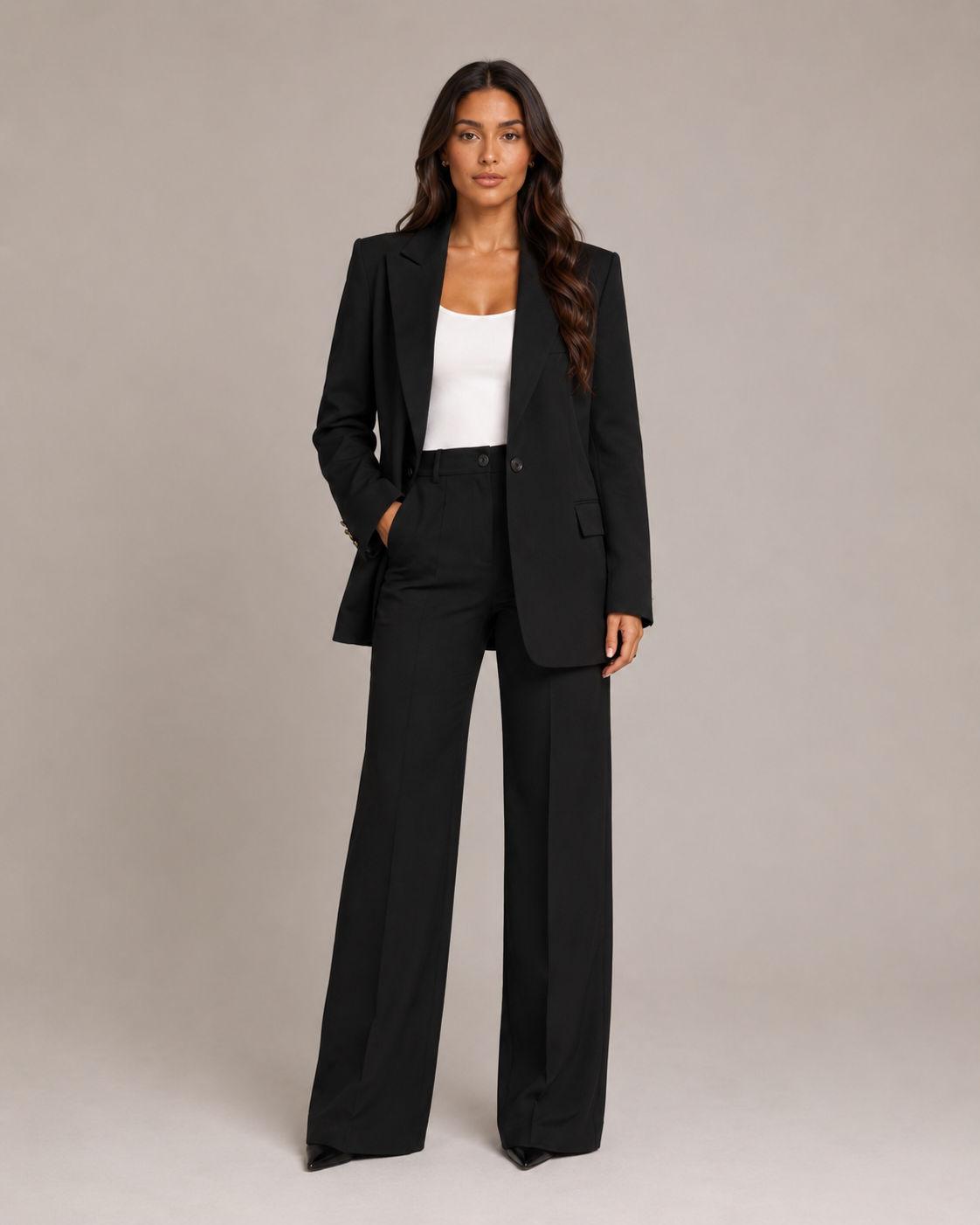 Nadine - Damespak Met Slim Fit Blazer En Rechte Broek