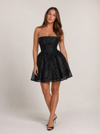 Flora - Strapless Mini-jurk Met Kant En Strikdetail