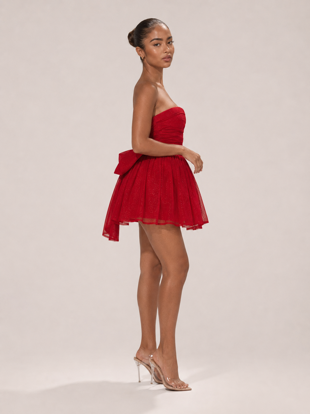 Flora - Strapless Mini-jurk Met Kant En Strikdetail