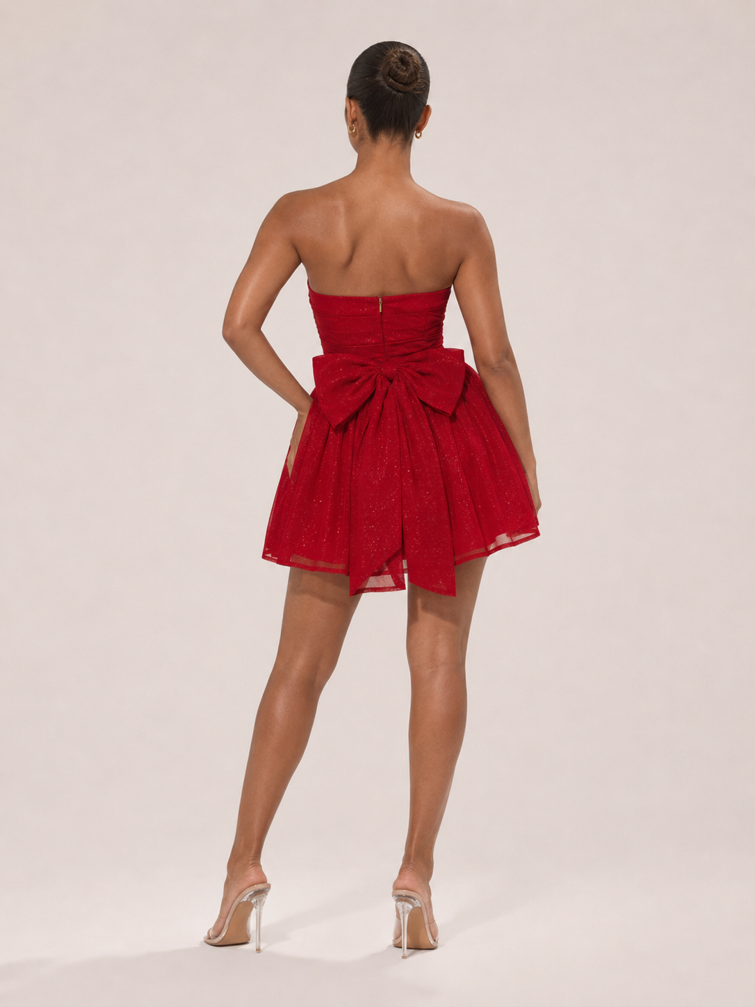 Flora - Strapless Mini-jurk Met Kant En Strikdetail