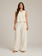 Ulani - Dames Tweedelige Set Met Mouwloze Top En Wijde Broek