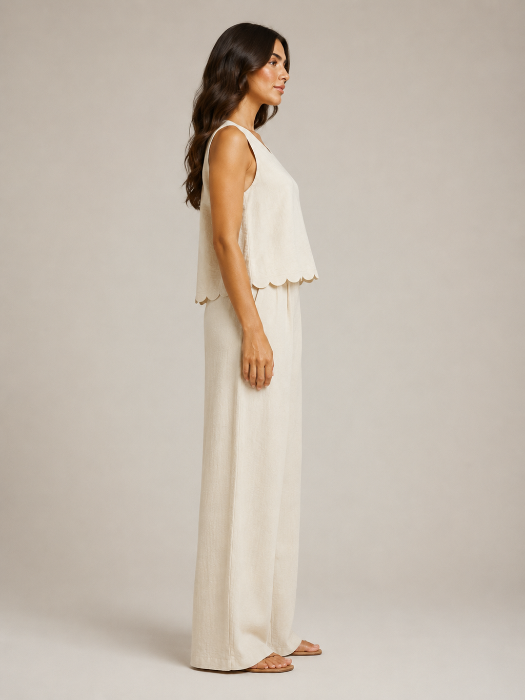 Ulani - Dames Tweedelige Set Met Mouwloze Top En Wijde Broek